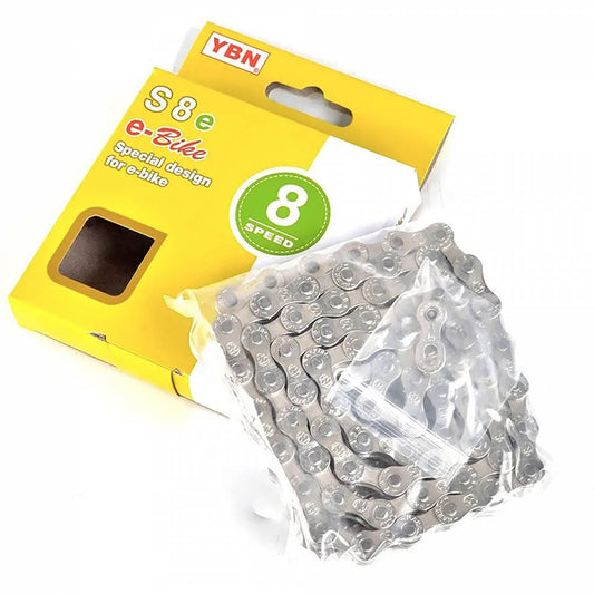 Electric bike chain YBN S8E DHA chrome 8v - 1/2x3/32 - 1000 kgs -136 Links